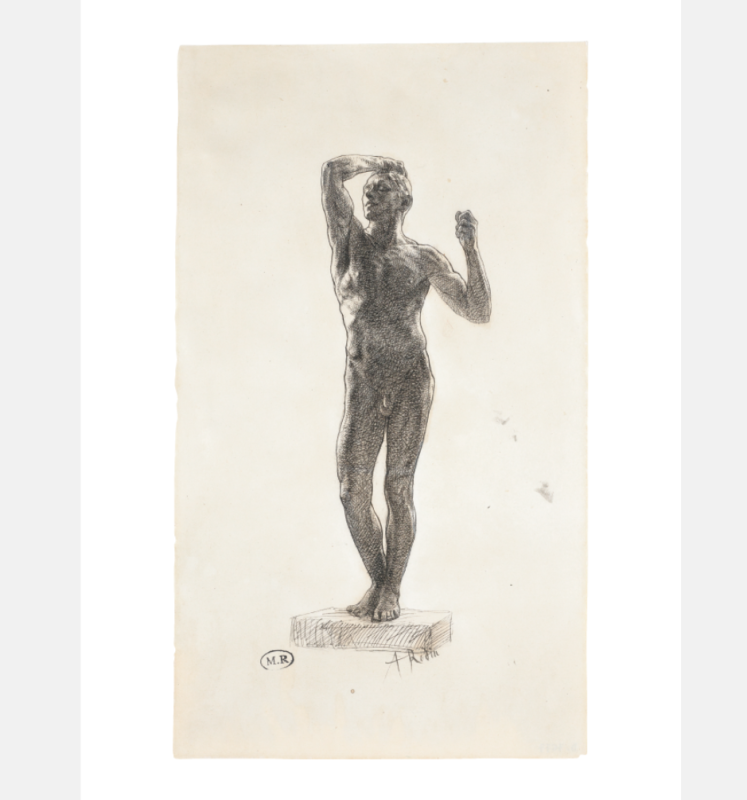 The Age of Bronze, 1883 (D.7677) Auguste Rodin drawing reproduction