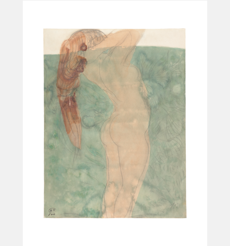 Woman with untiehair (D.5014) Auguste Rodin drawing reproduction