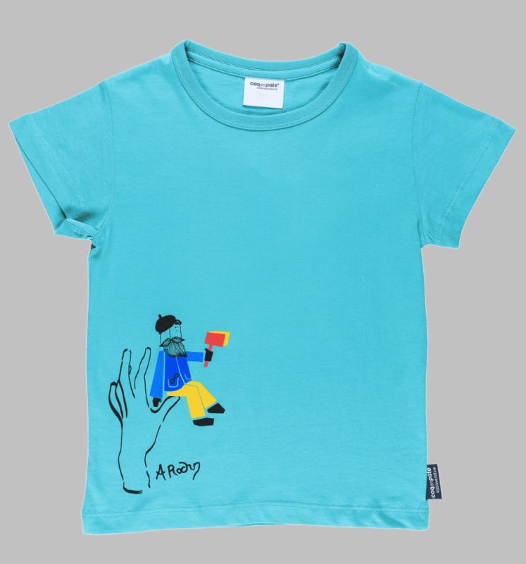 Tee-shirt pour enfant, Auguste Rodin, couleur bleu-vert ou blanc