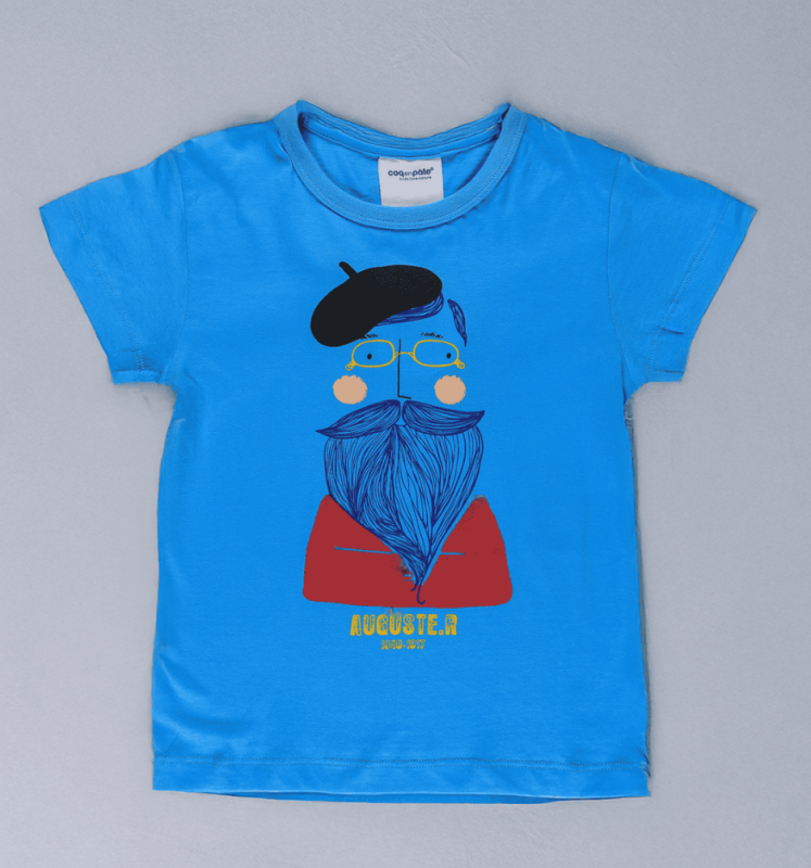 Tee-shirt pour enfant, Auguste Rodin, couleur bleu