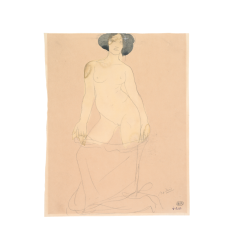 Naked woman laying (D. 4220) Auguste Rodin drawing reproduction