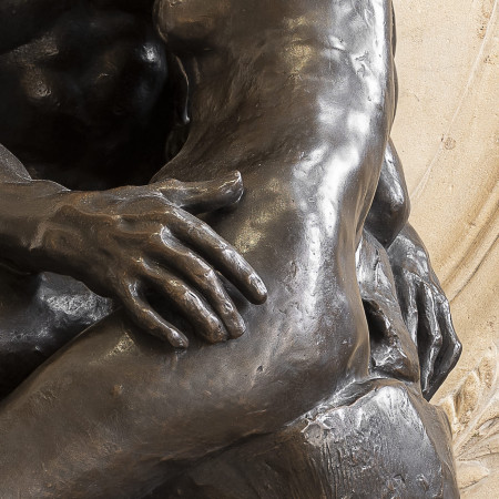 Le Baiser 85 cm (Patine Bronze), reproduction de sculpture officielle du musée Rodin.