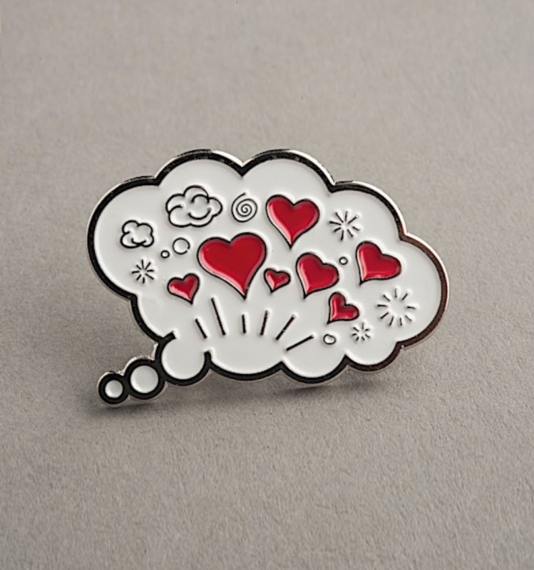 The Thinker label pin "Love at first sight"