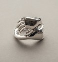Double hand silver ring
