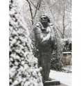 Postcard Rodin's Balzac under the snow seen from the garden of the Rodin Museum